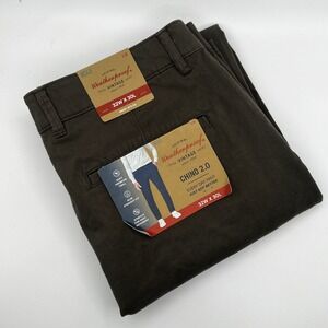 Weatherproof Vintage Chino Pants Mens 32x30 Brown Slim Straight Stretch NEW